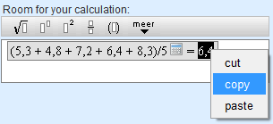 calculation box with copy